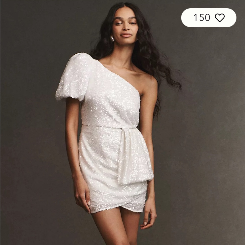 Sachin & Babi Dova Puffed One-Shoulder White Dress